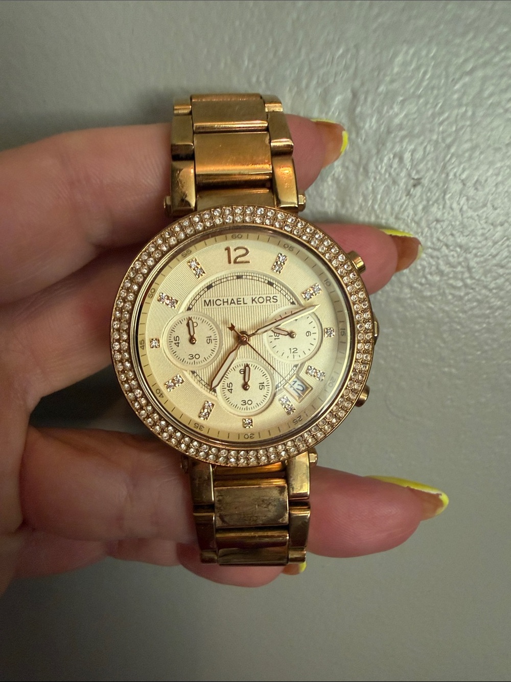 Michael Kors Gold Crystal-Accent Women's Chronograph Watch